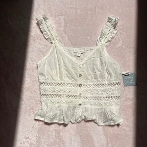 BNWT Twine & String White Ruffle Camisole Tank Top Size S